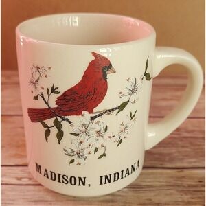 Vintage 1990's Madison Indiana Cardinal flower Souvenir coffee mug A2